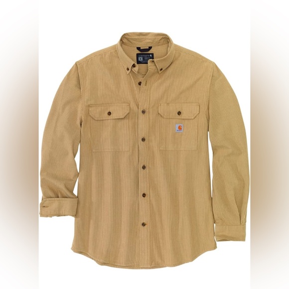 Carhartt Relaxed Fit Short Sleeve Button Down Shirt, Men's Size L cotton brown type Vintage Second Hand
